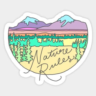 Nature rules landscape hiking climbin camping wilderness rules Sticker